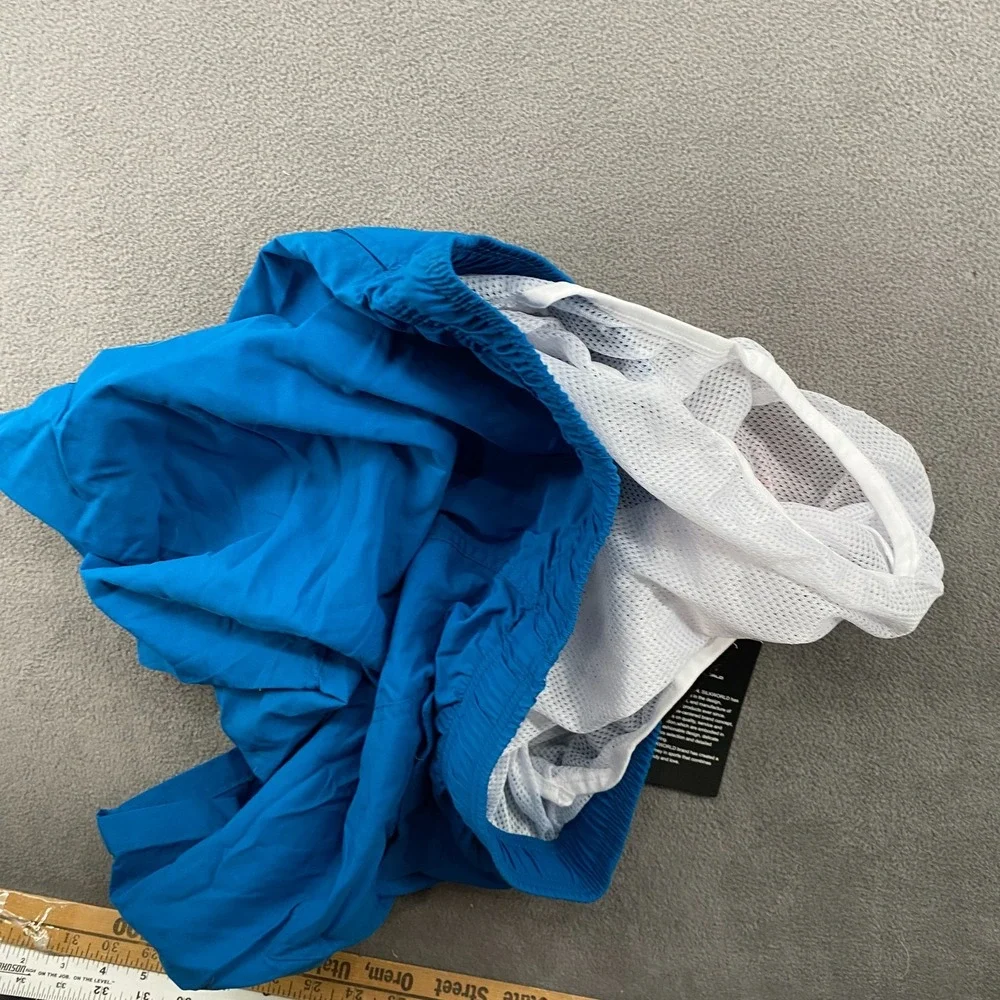 Silkworld Swim Trunks Shorts Mens Medium Blue Mesh Lined Drawstring Waist Beach
